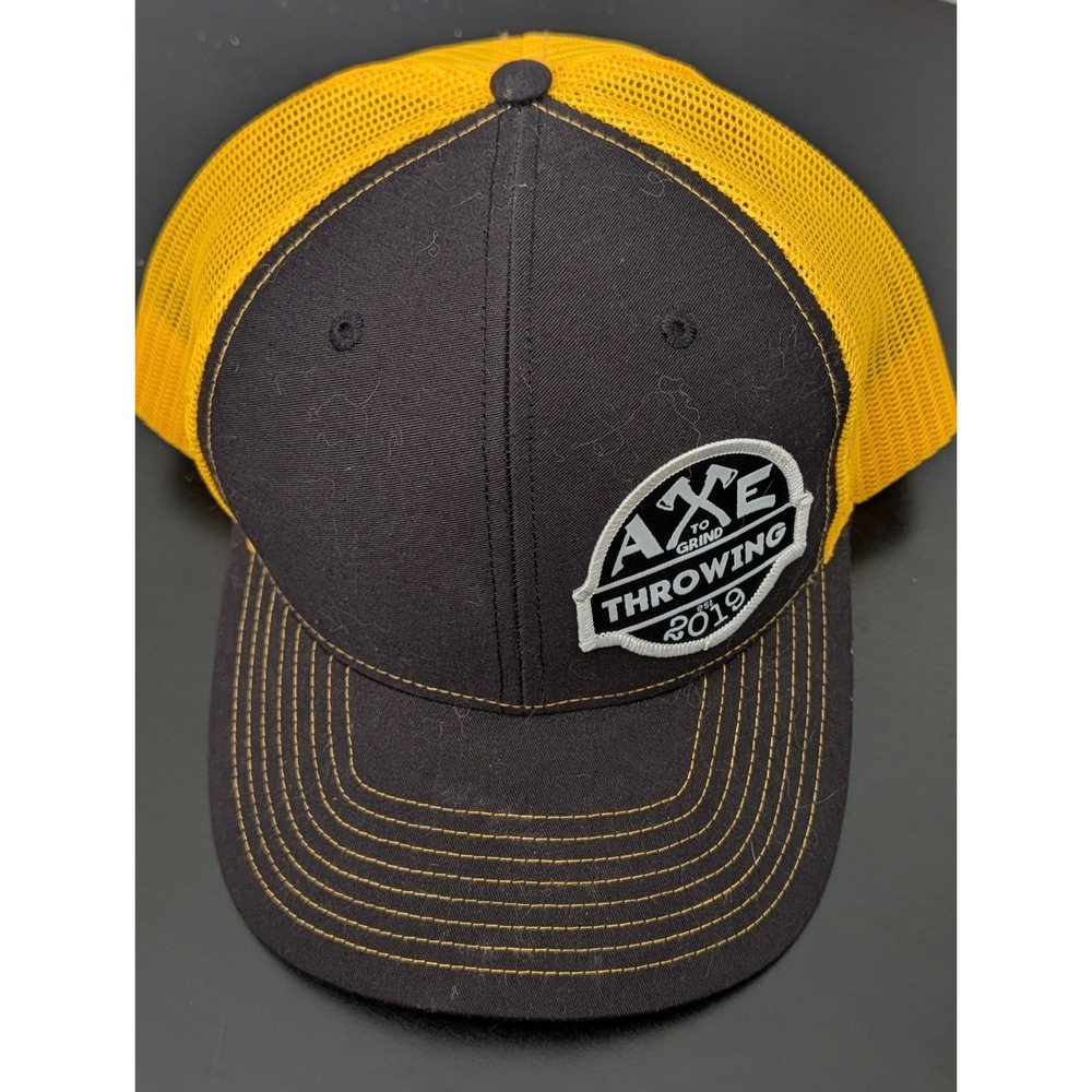 Axe To Grind 2019 Throwing Axes Trucker Hat Yellow Black OSFM